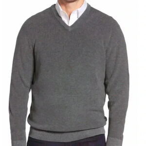 Tommy Bahama v neck waffle  heathered grey long sleeve sweater XL